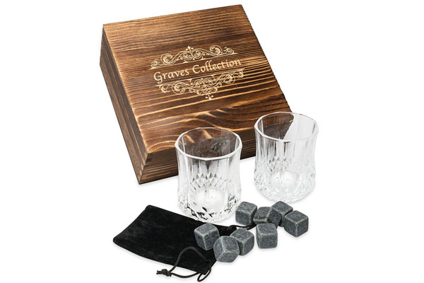 whiskey stones gift set fathers day bourbon gift